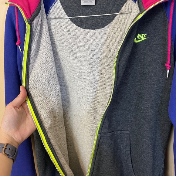 Nike Full Zip Hooded Color Block Hoodie Jacket - Women's Size M - Gray Pink - Picture 4 of 9